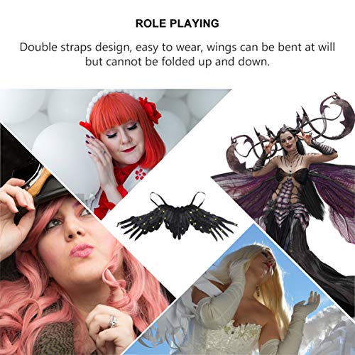 ABOOFAN Halloween Alas de Ángel Negro Ángel de La Oscuridad Accesorios de Disfraces Ángel Cosplay Alas Fiesta de Halloween Tocado para Mujeres Niñas