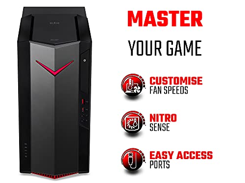 Acer Nitro N50-620 Gaming PC - (Intel Core i5-11400F, 8GB, Disco Duro de 1TB y SSD de 512GB, NVIDIA GeForce GTX 1660 Super, Windows 10, Negro)