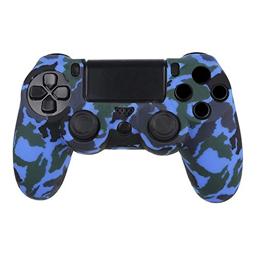 actecom® Funda Carcasa + Grip Silicona Camuflaje Azul Mando Sony PS4 Playstation 4