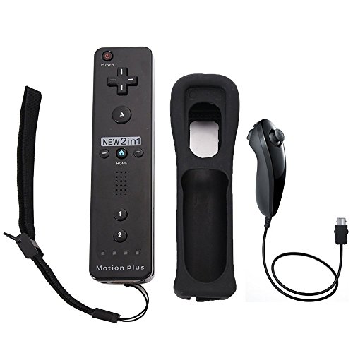 AeeYui Controlador Remoto con Sensor Motion Plus y Kit de Controlador Nunchuck para Wii U y Wii