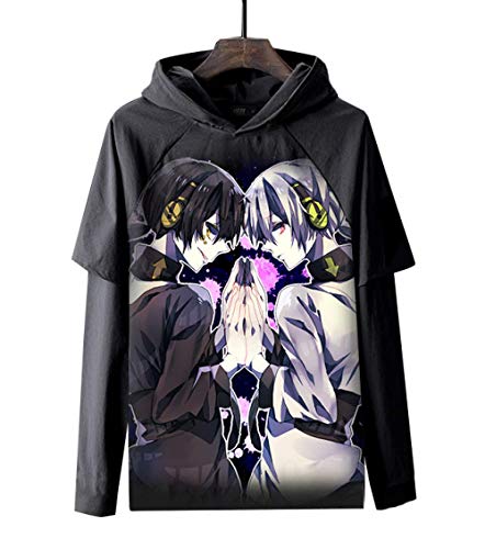 AIBRVC Sudaderas con Capucha,Personalidad Otoño 3D Anime Series Juegos Actores De MekakuCity Sudaderas con Capucha Sudaderas Parejas Sudaderas con Capucha Moda Unisex Jerseys Black B XL