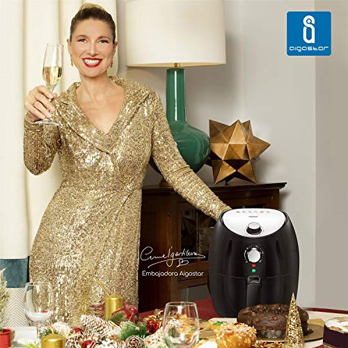 Aigostar Hayden Pro - Freidora de aire sin aceite, 1500W, cesta antiadherente extraíble, temporizador, apagado automático. Libre de BPA. Diseño exclusivo.