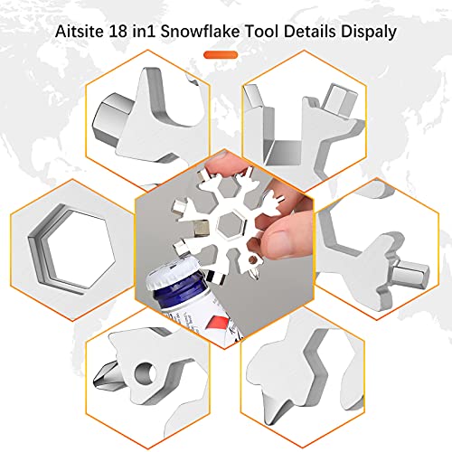 Aitsite Multi herramienta copo de nieve Tarjeta de la herramienta del copo de nieve Destornillador multi-herramienta de acero Llavero Abrebotellas Tarjeta (Plata)
