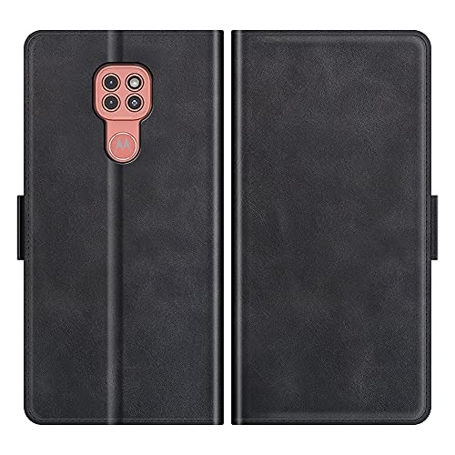 AKC Funda Compatible para Motorola Moto G9 Play/E7 Plus Carcasa Caja Case con Flip Folio Funda Cuero Premium Cover Libro Cartera Magnético Caso Tarjetero y Suporte-Negro