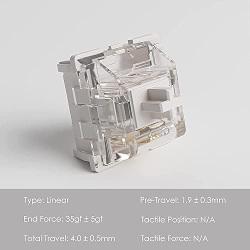 Akko CS Switch para Teclado de Juego, Switches Lineales Ultraligeros, 3 Pines 35gf Compatible con Teclado Mecánico MX (45 Piezas, Blanco)