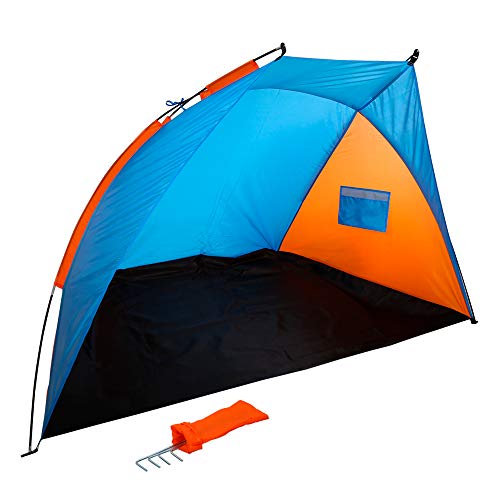 Aktive 62137 - Tienda paravientos Beach 200x125x120 cm - azul y naranja