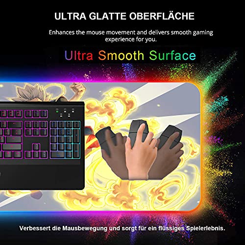 Alfombrillas de ratón Inazuma Eleven Gaming Computer RGB Large Gaming Gamer XXL Alfombra Big Pad Pc Tapete de Escritorio con Retroiluminación 800X300X4 mm