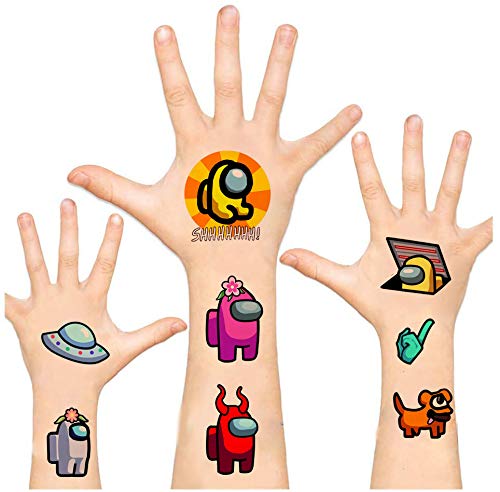 Allber Among Us Party Favors Gifts, Among Us Pegatinas de Tatuajes temporales para fanáticos de los Juegos Suministros de decoración para Fiestas (20 Hojas, más de 300 Estilos)