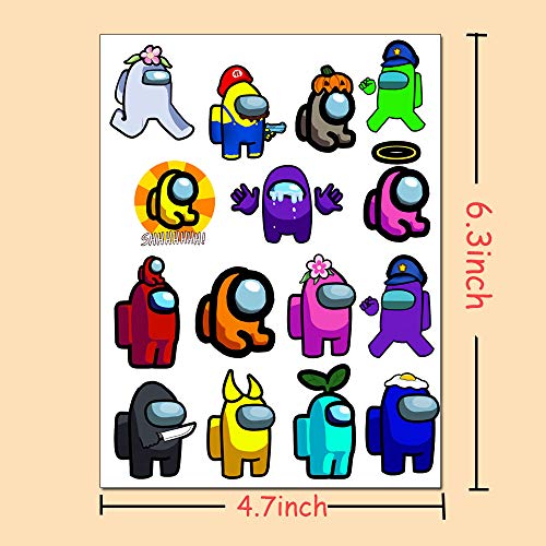 Allber Among Us Party Favors Gifts, Among Us Pegatinas de Tatuajes temporales para fanáticos de los Juegos Suministros de decoración para Fiestas (20 Hojas, más de 300 Estilos)