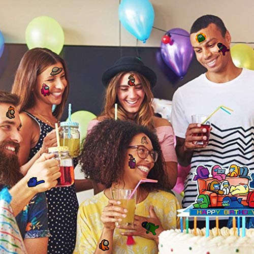 Allber Among Us Party Favors Gifts, Among Us Pegatinas de Tatuajes temporales para fanáticos de los Juegos Suministros de decoración para Fiestas (20 Hojas, más de 300 Estilos)