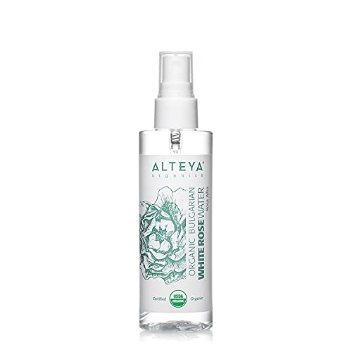 Alteya Organic agua floral rosa blanca 100 ml – spray - USDA producto certificado puro y autentico, destilada al vapor de flor de rosa Alba vendida directamente por el productor propio Alteya Organics