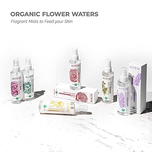 Alteya Organic agua floral rosa blanca 100 ml – spray - USDA producto certificado puro y autentico, destilada al vapor de flor de rosa Alba vendida directamente por el productor propio Alteya Organics