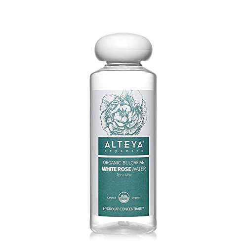 Alteya Organic agua floral rosa blanca 250 ml - USDA producto certificado puro y autentico, destilado al vapor de flor de rosa Alba recién cosechada y vendida directamente por el productor propio Alteya Organics, basado en el valle de las rosas en Bulgari