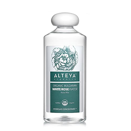 Alteya Organic agua floral rosa blanca 500 ml – botella grande - 100% USDA producto certificado puro autentico natural de rosa alba, destilado al vapor de flor recién cosechada y vendido directamente por el productor propio alteya organics, basado en el v