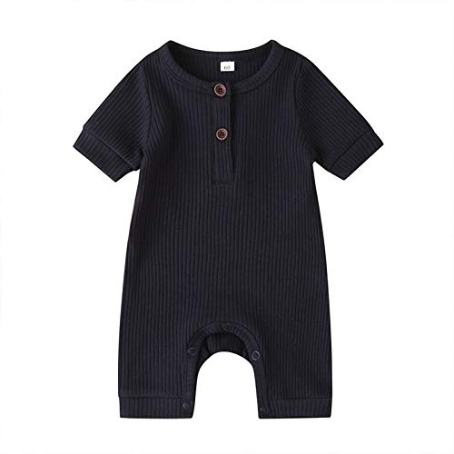 amropi Bebé Niñas Mono Pack de 3 Peleles Niños Pijama Mameluco de Manga Corta 3-6 Meses,Azul/Blanco/Negro