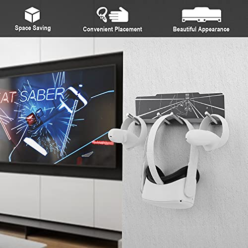 AMVR VR Metal Hook Stand Headset and Controller Mount Storage Hook Stand for Oculus Quest 2, Quest 1, Rift S, Valve Index, HP Reverb G2, HTC Vive, Vive Pro, Cosmos, Elite, PSVR (Gray)