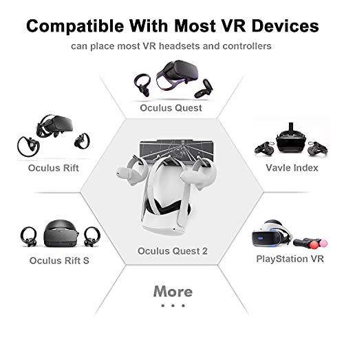 AMVR VR Metal Hook Stand Headset and Controller Mount Storage Hook Stand for Oculus Quest 2, Quest 1, Rift S, Valve Index, HP Reverb G2, HTC Vive, Vive Pro, Cosmos, Elite, PSVR (Gray)