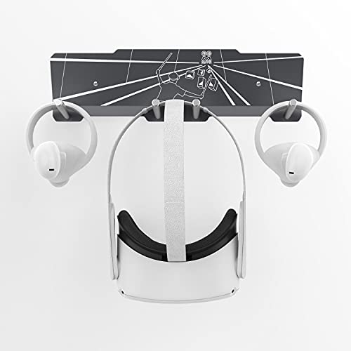 AMVR VR Metal Hook Stand Headset and Controller Mount Storage Hook Stand for Oculus Quest 2, Quest 1, Rift S, Valve Index, HP Reverb G2, HTC Vive, Vive Pro, Cosmos, Elite, PSVR (Gray)