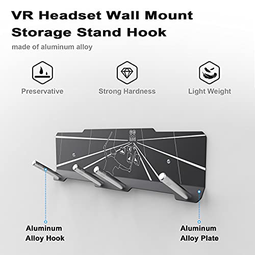 AMVR VR Metal Hook Stand Headset and Controller Mount Storage Hook Stand for Oculus Quest 2, Quest 1, Rift S, Valve Index, HP Reverb G2, HTC Vive, Vive Pro, Cosmos, Elite, PSVR (Gray)