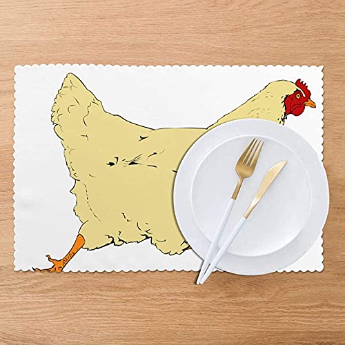 Animal Farm-Chicken Run - Juego de 6 manteles individuales (poliéster, fácil de limpiar, resistente a altas temperaturas)