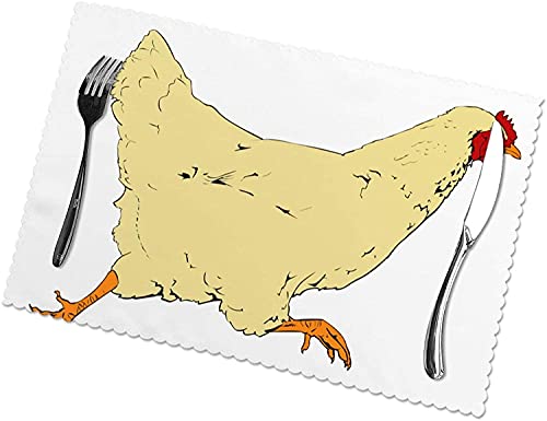 Animal Farm-Chicken Run - Juego de 6 manteles individuales (poliéster, fácil de limpiar, resistente a altas temperaturas)