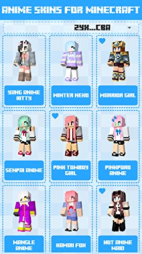 Anime Skins for Minecraft PE - Browse hundreds of the best anime skins and Apply your favorite ones to your Minecraft character for Free :)