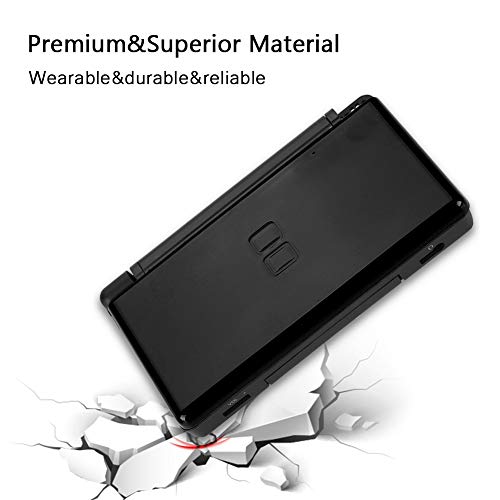 Annadue Reemplazo Superior Shell para Nintendo DS Lite - Consola de Juegos portátil Cubierta de la Caja Protectora Kit de Piezas de reparación Completo(Negro)