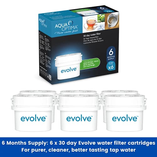 Aqua Optima EVS602 Evolve - Pack de 6 meses , filtros de agua 6 x 30 días, Fit BRITA Maxtra (no * Maxtra +)