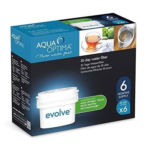 Aqua Optima EVS602 Evolve - Pack de 6 meses , filtros de agua 6 x 30 días, Fit BRITA Maxtra (no * Maxtra +)