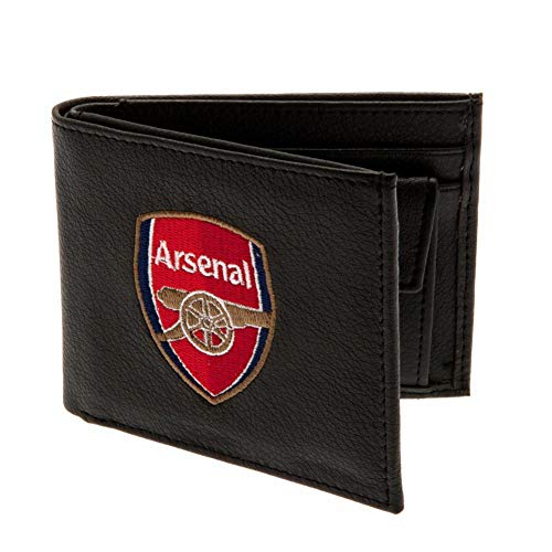 Arsenal F. C. - Cartera de piel, diseño de equipo Arsenal, color negro
