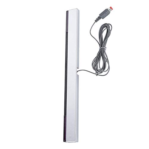ASHATA Barra de Sensores de Infrarrojos con Cable para Nintendo Wii/para Wii U Consola, Inalámbrico Barra De Sensor de Movimiento Rayos, Soporte Transparente (Plateada)