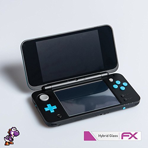 atFoliX Lámina Protectora de plástico Cristal compatible con Nintendo New 2DS XL Película Vidrio, 9H Hybrid-Glass FX Protector Pantalla Vidrio templado de plástico (Set de 1)