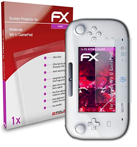 atFoliX Lámina Protectora de plástico Cristal compatible con Nintendo Wii U GamePad Película Vidrio, 9H Hybrid-Glass FX Protector Pantalla Vidrio templado de plástico