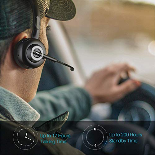 Audífonos Bluetooth de oficina con micrófono, auriculares inalámbricos con cancelación de ruido, auriculares con manos libres con base de carga para centro de llamadas, hogar, smartphones, PC.