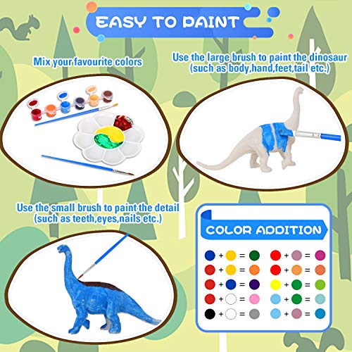 Auney Kit de Pintura de Dinosaurios para niños Pintar Dinosaurios, Juguetes de Dinosaurios para Manualidades, Juego de Suministros de Arte y Manualidades