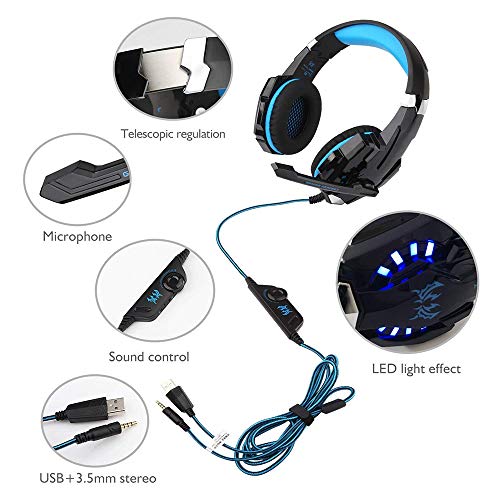Auriculares Gaming PS4, Auriculares con Micrófono Over-Ear Gaming Headset INSMART RGB Cascos Gaming para Nintendo Switch Nueva Xbox One PS4