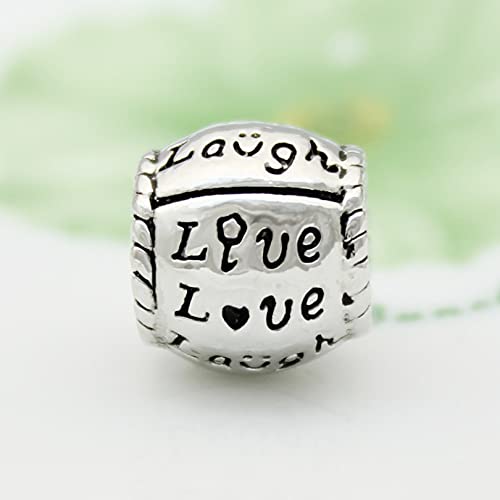 Auténtico Pandora 925 Colgante De Plata Esterlina Diy Oval Flower Charms Bracelets Live Love Laugh Heart Love Charm Beads Fit Charm Bracelet