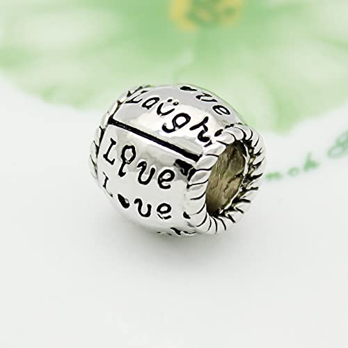 Auténtico Pandora 925 Colgante De Plata Esterlina Diy Oval Flower Charms Bracelets Live Love Laugh Heart Love Charm Beads Fit Charm Bracelet