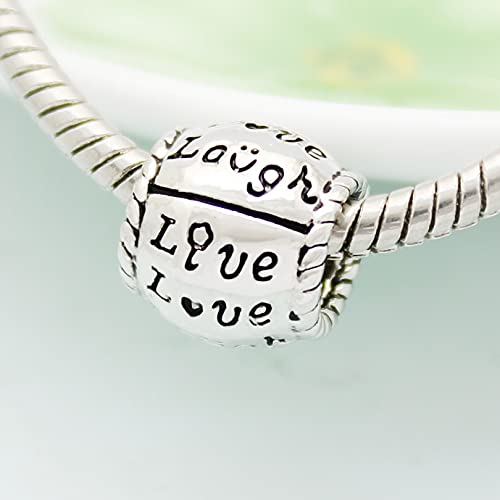 Auténtico Pandora 925 Colgante De Plata Esterlina Diy Oval Flower Charms Bracelets Live Love Laugh Heart Love Charm Beads Fit Charm Bracelet