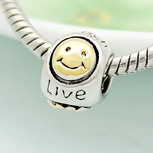 Auténtico Pandora 925 Colgante De Plata Esterlina Diy Smile Heart Live Love Laugh European Charm Bead Fit Pulsera