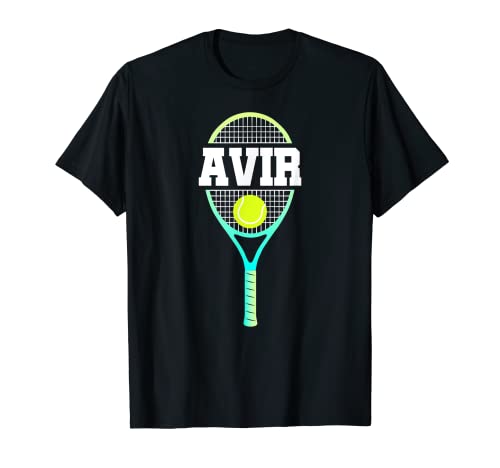 Avir Name - Ventilador deportivo de pelota y raqueta para niños Camiseta