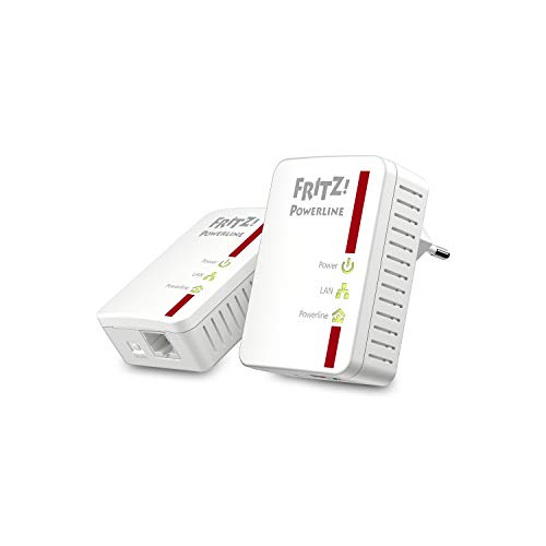 AVM Fritz!Powerline 510E Set International - Adaptador/Extensor de Red por línea Eléctrica, PLC, Compatible IEEE P1901, 500 Mbps, 1 Puerto LAN Fast Ethernet, Blanco