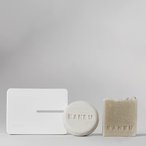 BANBU Jabonera, Piedra Mineral, Blanco, Pequeño