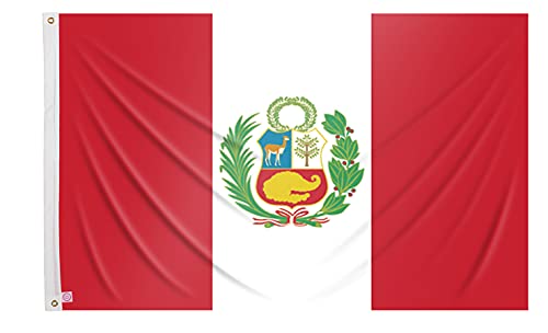 Bandera peruana grande 150x90 cm bandera Perú de balcón para exterior reforzada con dos ojales metálicos
