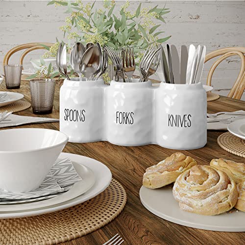 Barnyard Designs - Soporte para utensilios de cocina, picnic o fiestas, color blanco, juego de 3, 12,5 x 10,8 x 12,7 cm