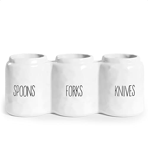 Barnyard Designs - Soporte para utensilios de cocina, picnic o fiestas, color blanco, juego de 3, 12,5 x 10,8 x 12,7 cm
