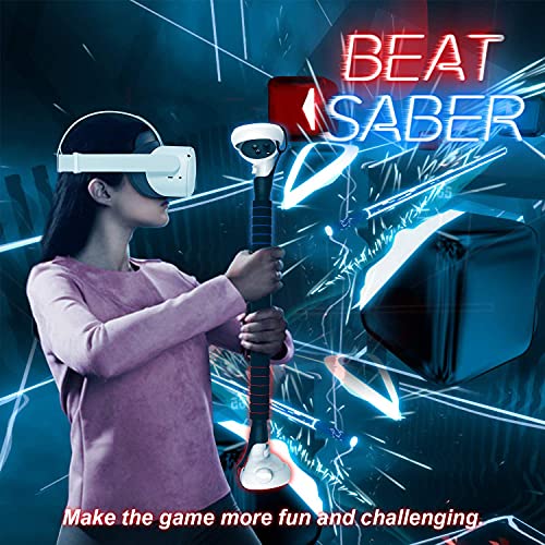 Beat Saber para juegos de realidad virtual, VR Oculus Quest 2 Accesorios, mango largo con mango de extensión para Oculus Quest, Quest 2 o Rift S jugando juegos de sable, resistente, cómodo de agarrar