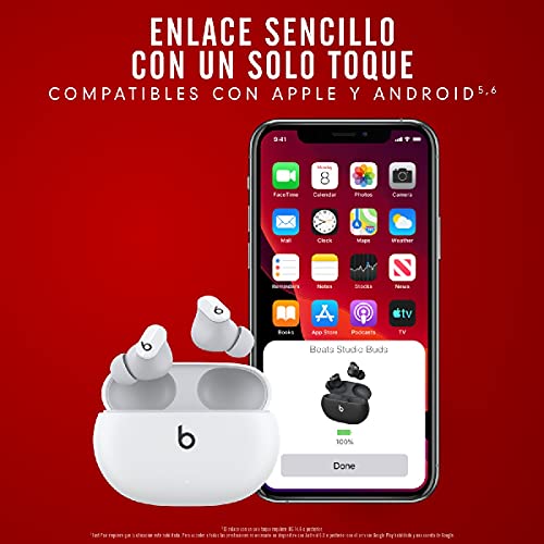 Beats Studio Buds – Auriculares intraurales Totalmente inalámbricos con cancelación del Ruido – Auriculares Bluetooth Resistentes al Sudor, compatibles con Apple y Android – Blanco