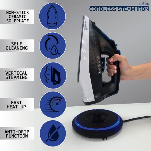 BEST DIRECT Starlyf Cordless Steam Iron - Plancha inalámbrica de cerámica, todos los tipos de tejidos, 2200 W