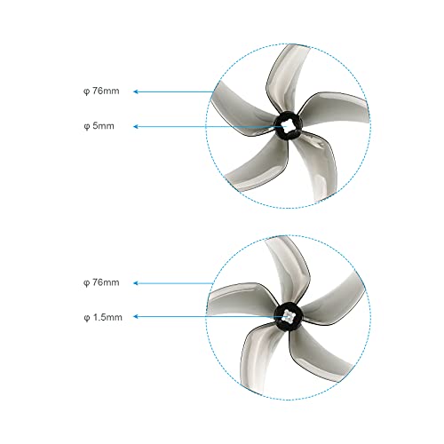 BETAFPV Gemfan 12pcs D76 5-Blade Props with 5mm/1.5mm Shaft Whoop Drone Propellers for 140X 150X 160X Brushless Motors Pavo30 4S 3inch Digital Whoop Drone Quad